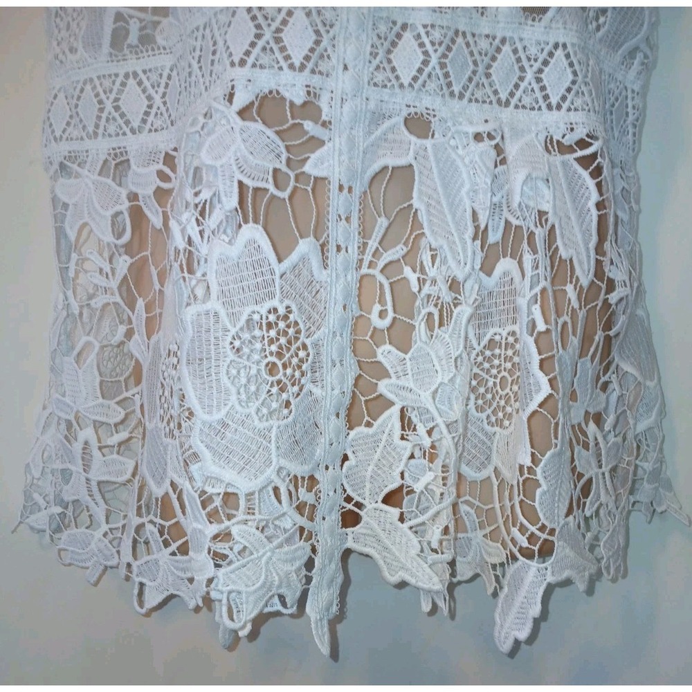 Express White Lace Sleeveless Blouse Whimsy Fairy Side Zip Closure Large D123 - Picture 6 of 12